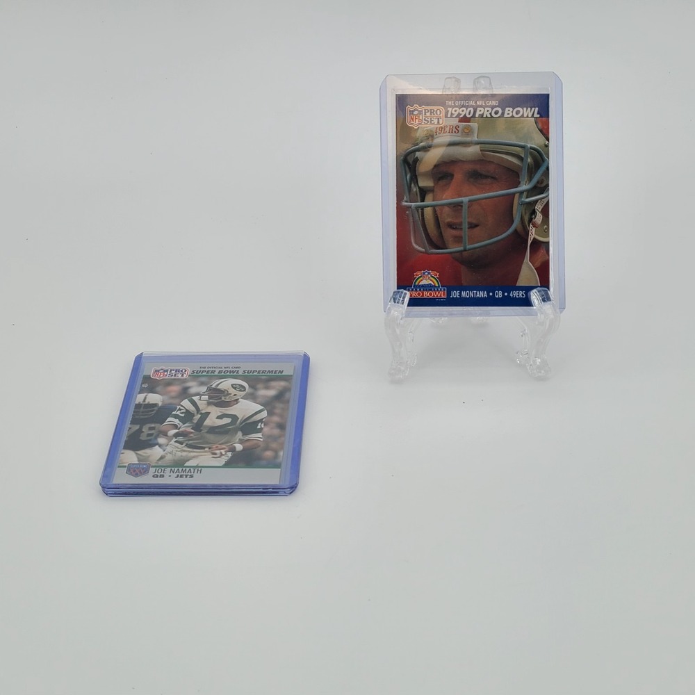 1990 Pro Set Joe Montana and Joe Namath 4 Card Football Lot